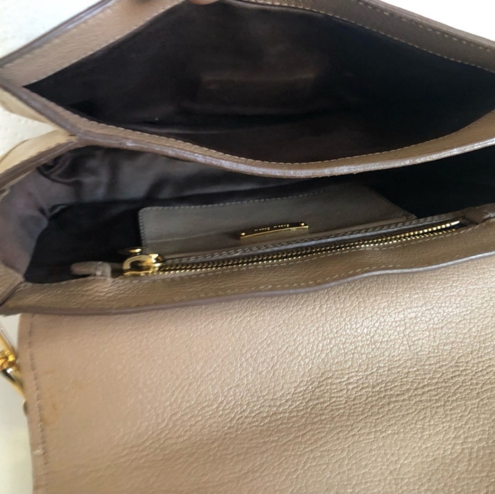 AUTHENTIC Miu Miu Crossbody Bag Beige Tan Leather gold hardware purse - Picture 10 of 10